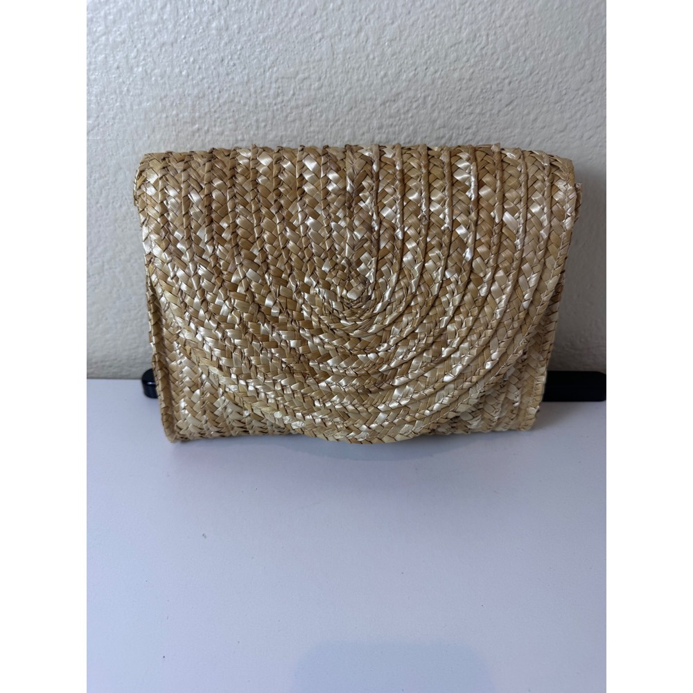 Straw Woven Clutch Bag Womens OS‎ Tan Natural Boho Coastal Cottagecore Neutral